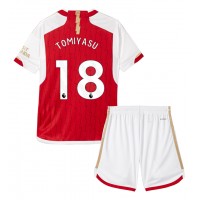 Camiseta Arsenal Takehiro Tomiyasu #18 Primera Equipación Replica 2023-24 para niños mangas cortas (+ Pantalones cortos)